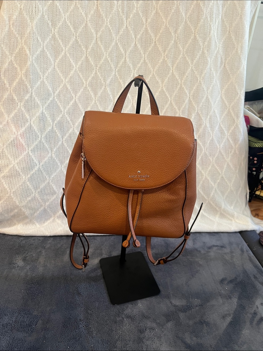 kate spade Pebbled Leather Backpack in Cognac
